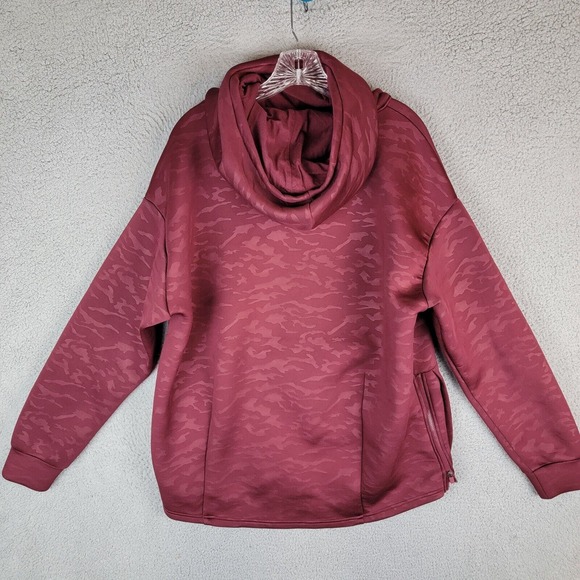 Fabletics Lotta Cocoon Hoodie Womens Size Large Maroon Red Camo Long Sleeve - Picture 2 of 7